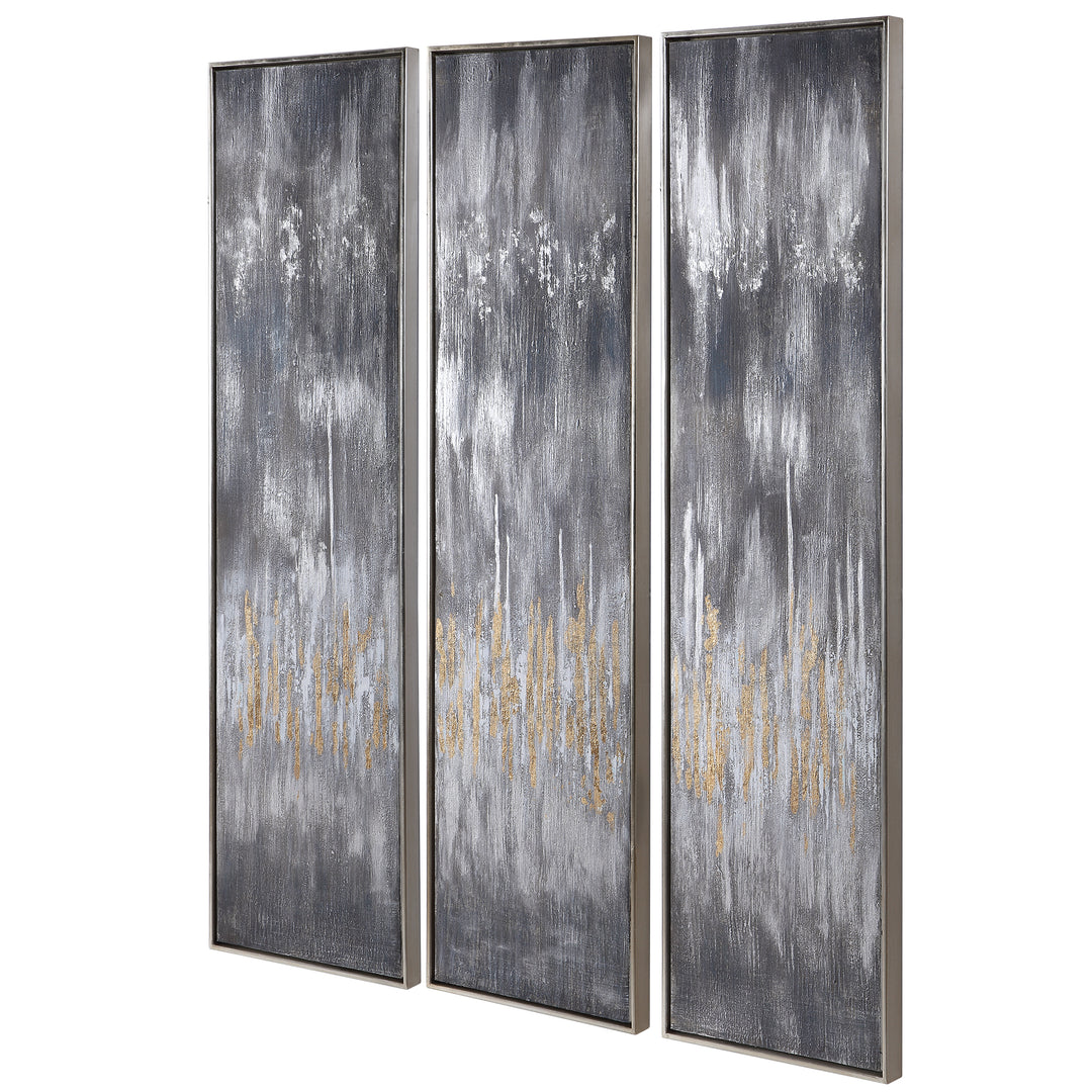 GRAY SHOWERS HAND PAINTED CANVASES, SET/3 - AmericanHomeFurniture