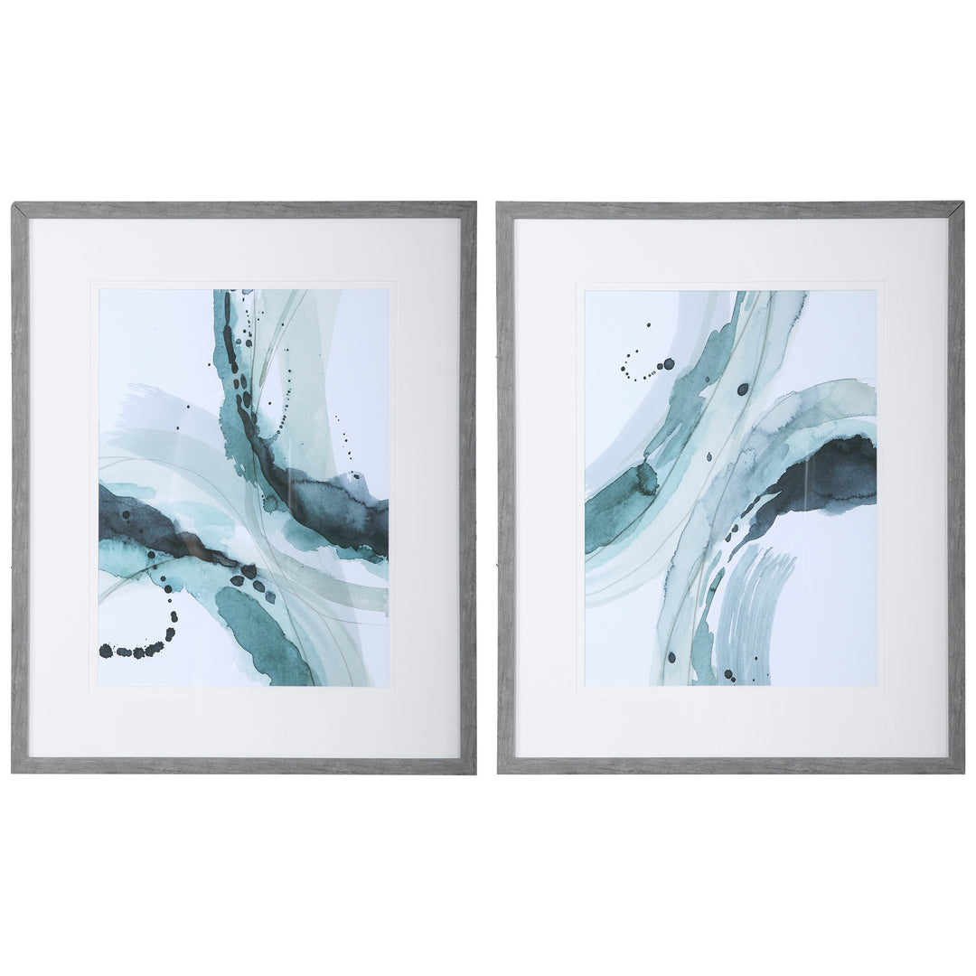 DEPTH ABSTRACT WATERCOLOR PRINTS, SET OF 2 - AmericanHomeFurniture