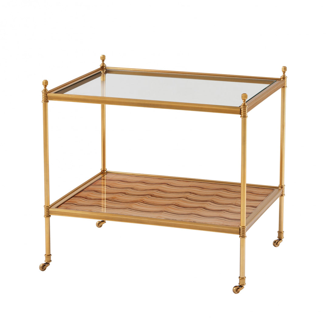 Evie Two Tiered Brass Side Table - Theodore Alexander - AmericanHomeFurniture