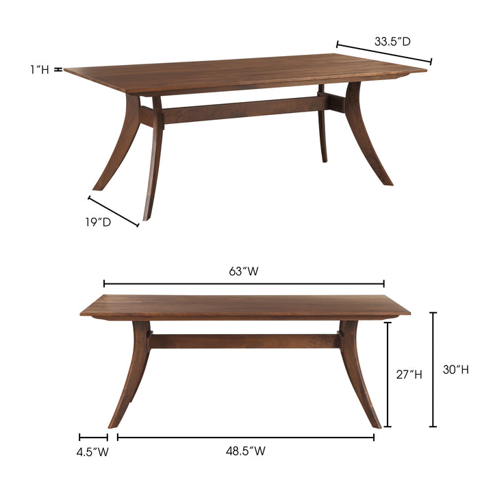 American Home Furniture | Moe's Home Collection - Florence Rectangular Dining Table Small Walnut