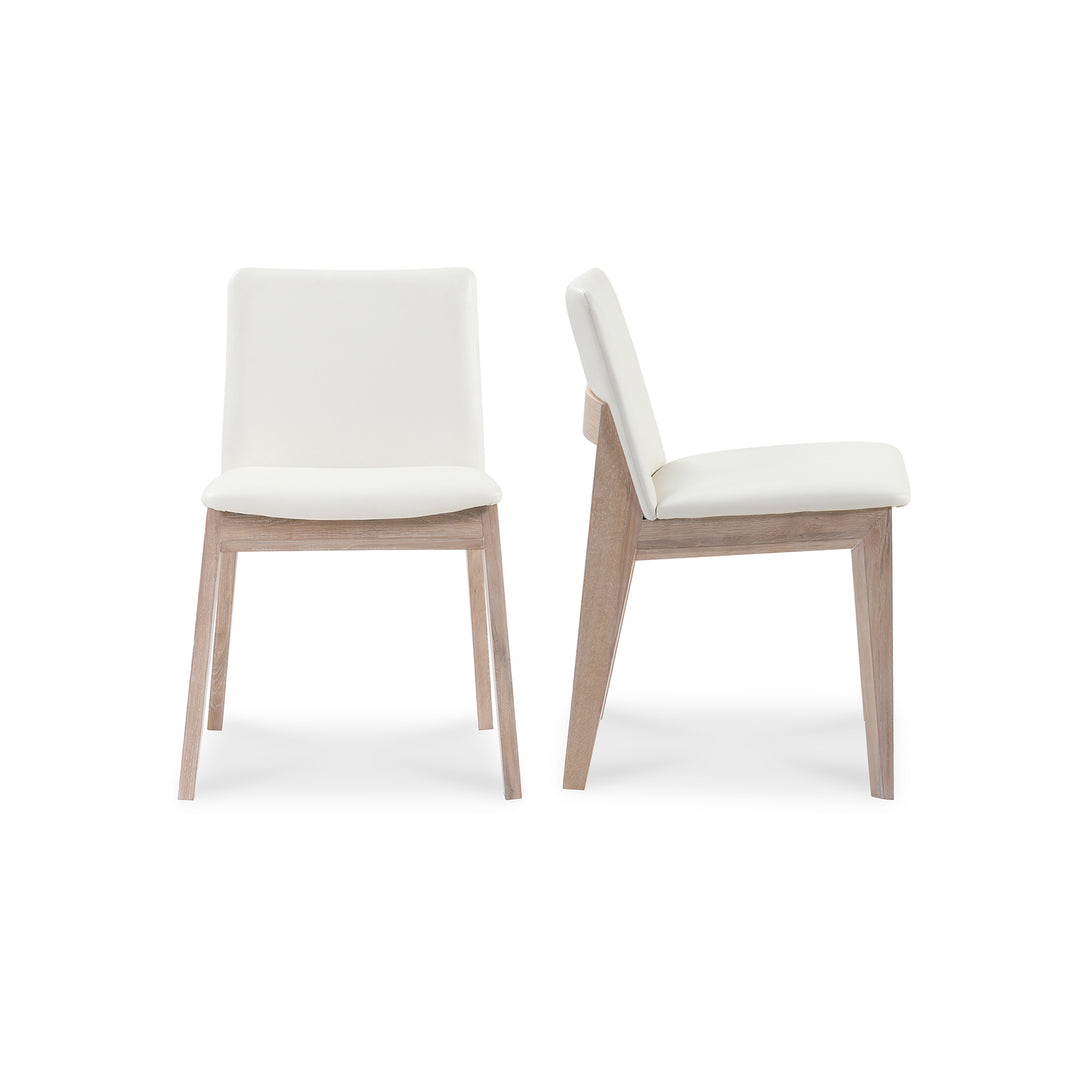 American Home Furniture | Moe's Home Collection - Deco Oak Dining Chair White Pvc-Set Of Two