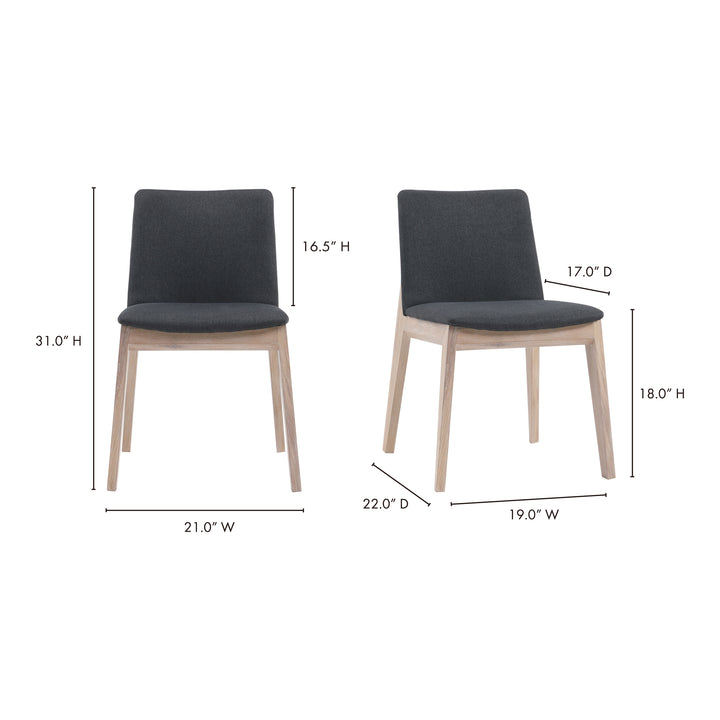 American Home Furniture | Moe's Home Collection - Deco Oak Dining Chair Dark Grey-Set Of Two