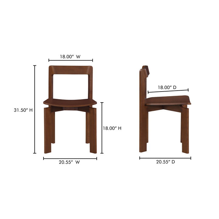 American Home Furniture | Moe's Home Collection - Daifuku Dining Chair Walnut Stained Ash-Set Of Two