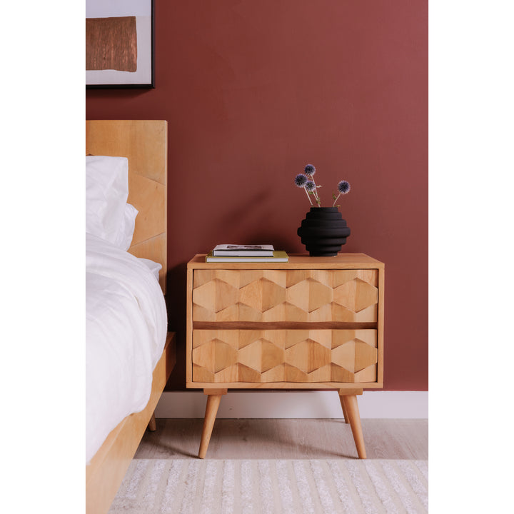 American Home Furniture | Moe's Home Collection - O2 Two Drawer Nightstand Light Golden
