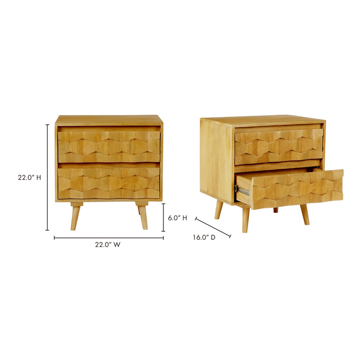 American Home Furniture | Moe's Home Collection - O2 Two Drawer Nightstand Light Golden