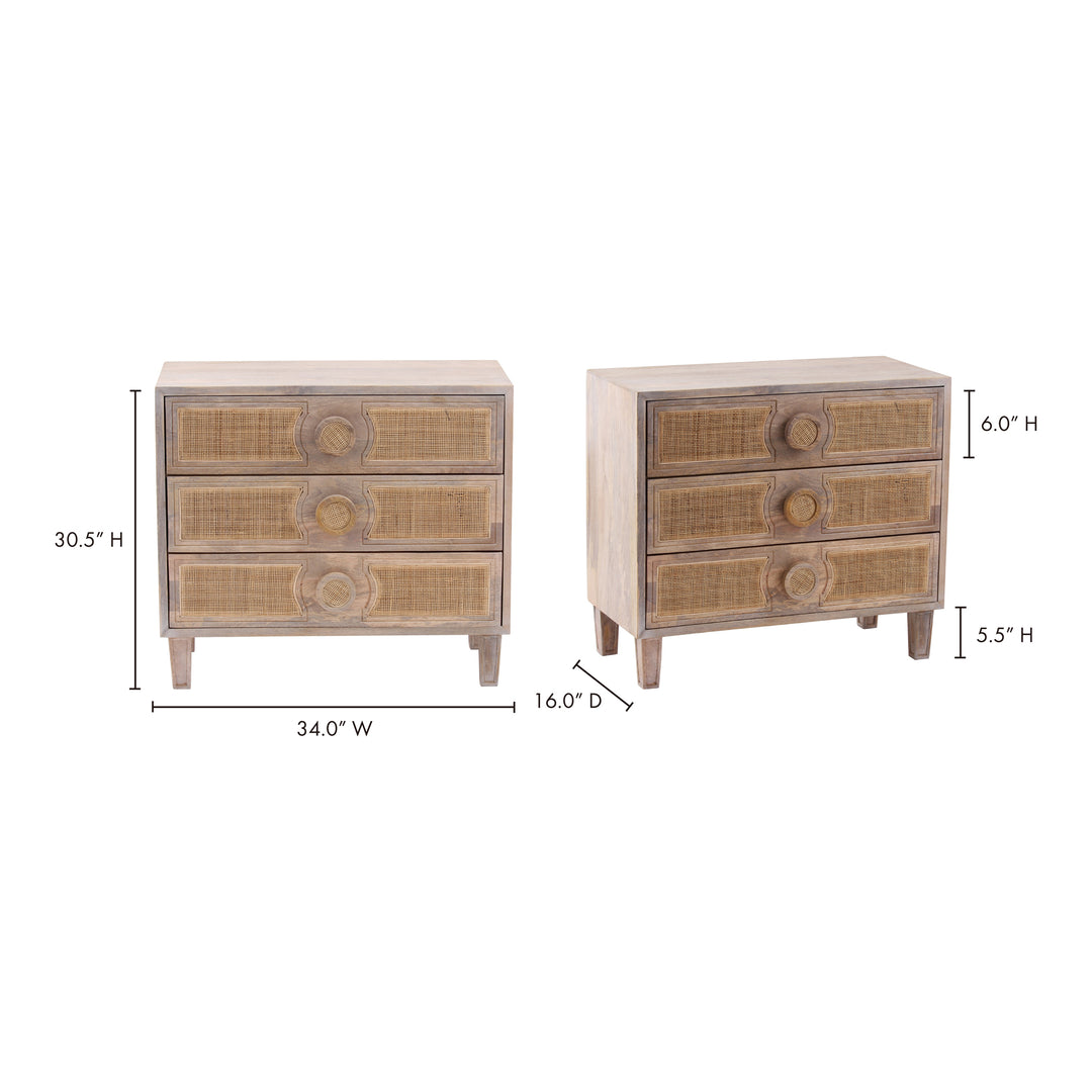 American Home Furniture | Moe's Home Collection - Dobby 3 Drawer Nightstand