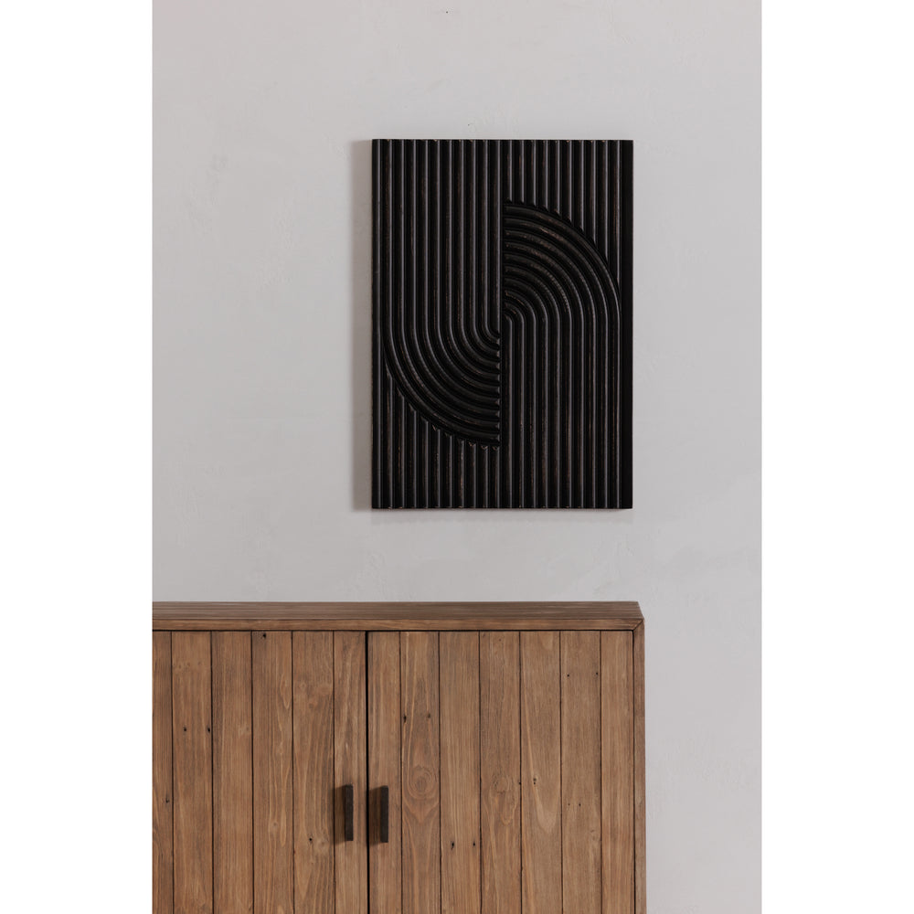 American Home Furniture | Moe's Home Collection - Knott Carved Wood Wall Art Washed Black
