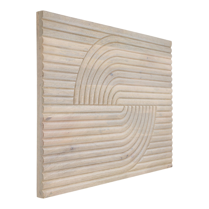 American Home Furniture | Moe's Home Collection - Knott Carved Wood Wall Art White Wash