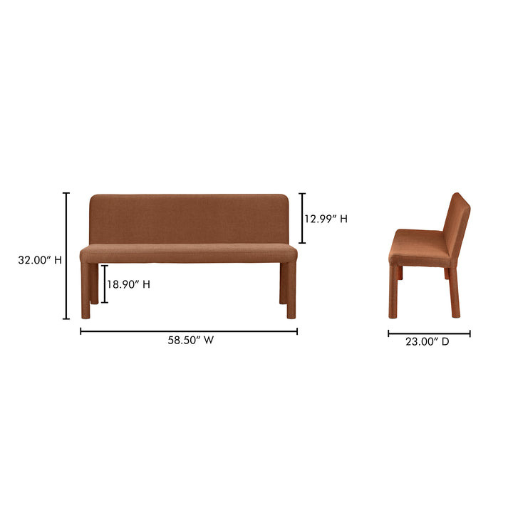 American Home Furniture | Moe's Home Collection - Place Dining Banquette Rust