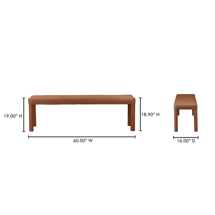 American Home Furniture | Moe's Home Collection - Place Dining Bench Rust