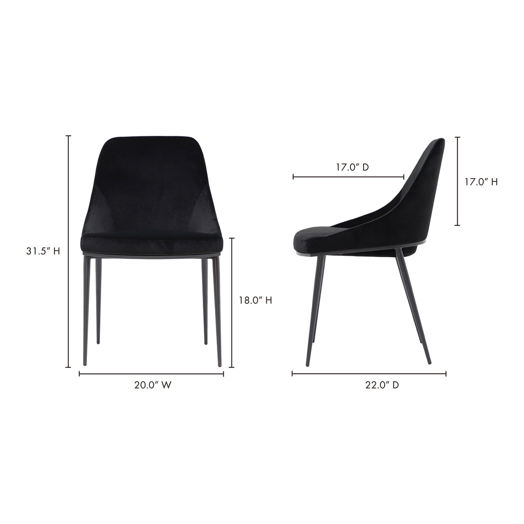 American Home Furniture | Moe's Home Collection - Sedona Dining Chair Shadowed Black Velvet-Set Of Two