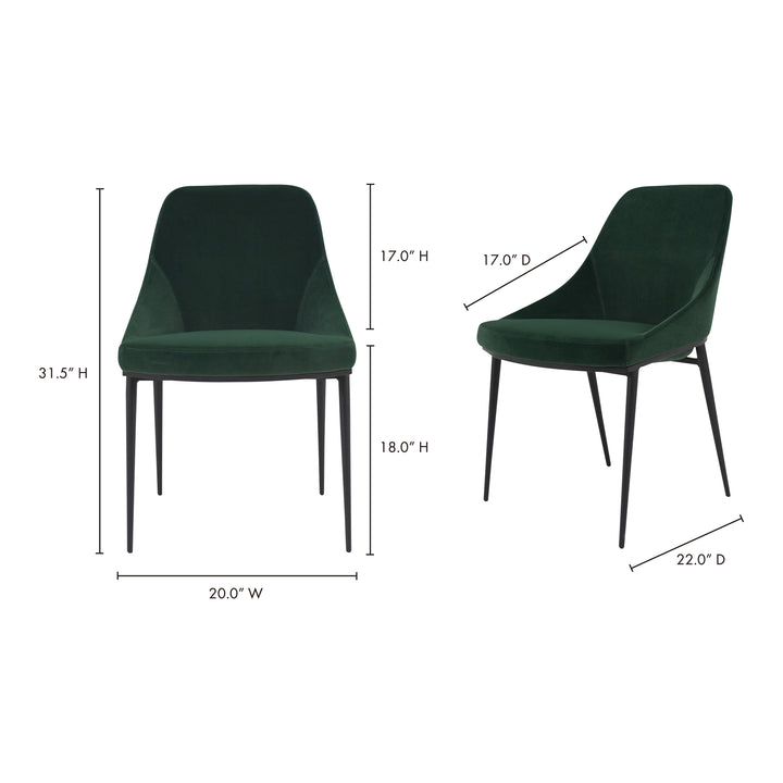 American Home Furniture | Moe's Home Collection - Sedona Dining Chair Green Velvet-Set Of Two