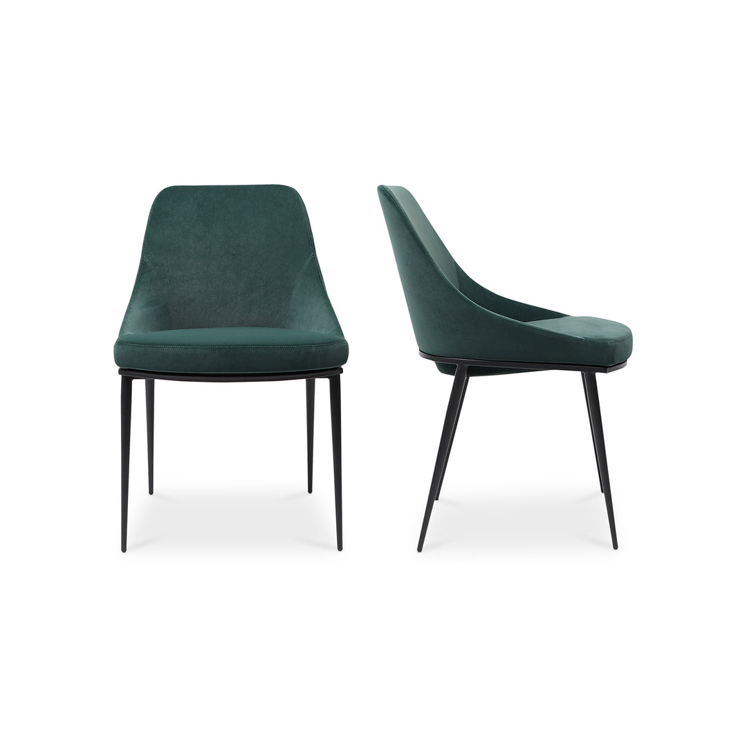 American Home Furniture | Moe's Home Collection - Sedona Dining Chair Green Velvet-Set Of Two