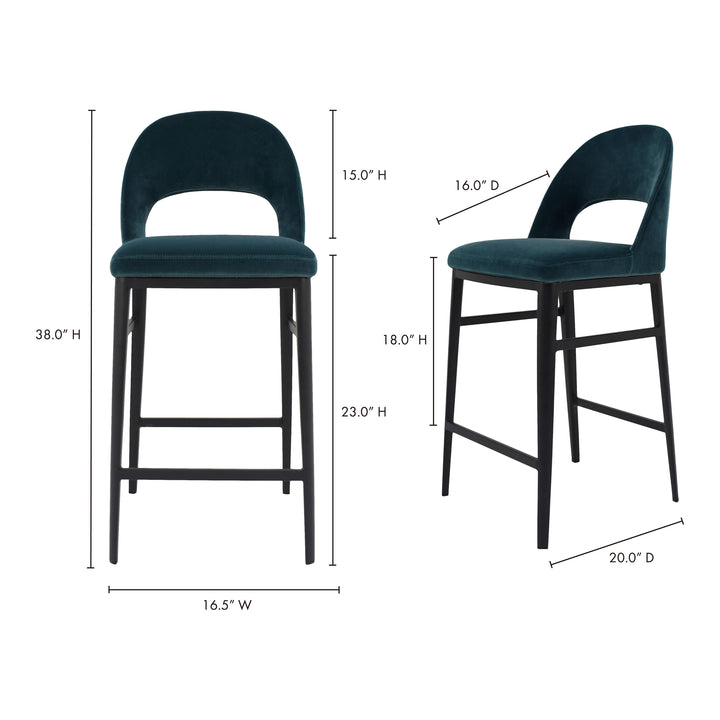 American Home Furniture | Moe's Home Collection - Roger Counter Stool Teal Velvet