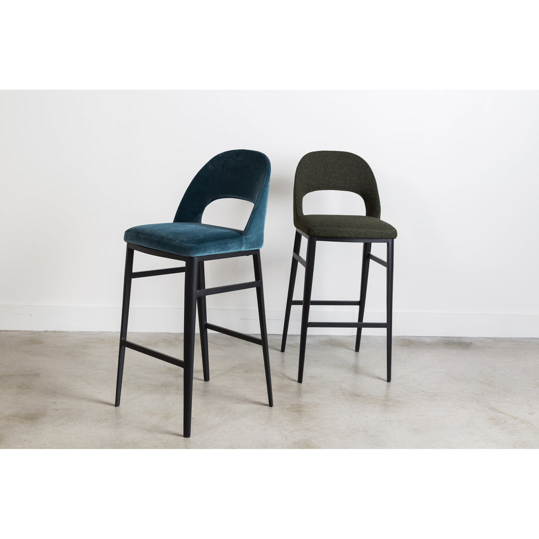 American Home Furniture | Moe's Home Collection - Roger Barstool Teal Velvet