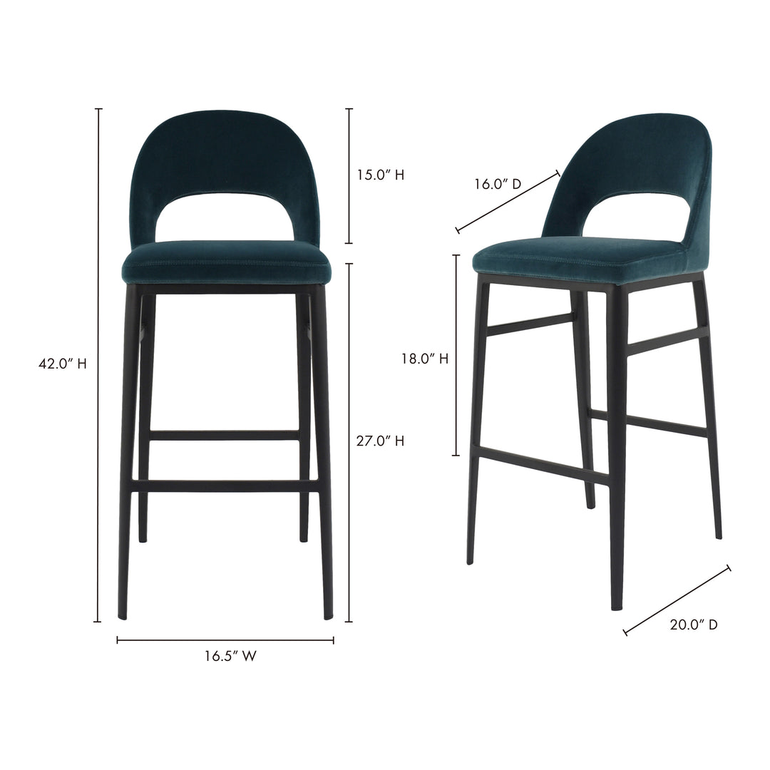 American Home Furniture | Moe's Home Collection - Roger Barstool Teal Velvet