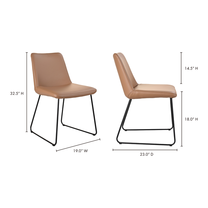 American Home Furniture | Moe's Home Collection - Villa Dining Chair Light Brown-Set Of Two