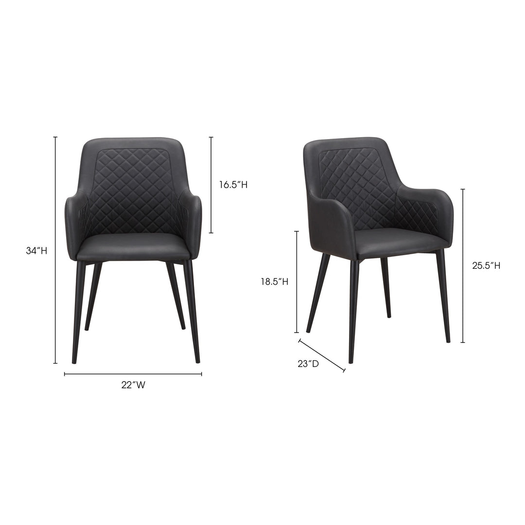 American Home Furniture | Moe's Home Collection - Cantata Dining Chair Mayon Black Vegan Leather-Set Of Two