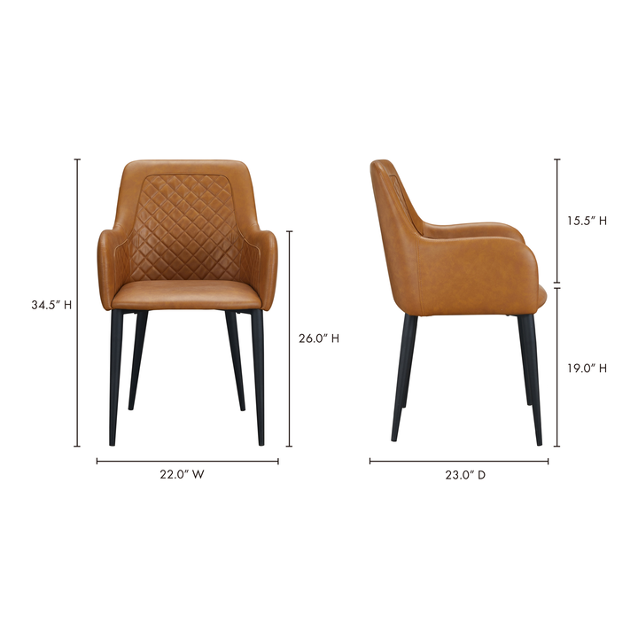 American Home Furniture | Moe's Home Collection - Cantata Dining Chair Tawny Vegan Leather-Set Of Two