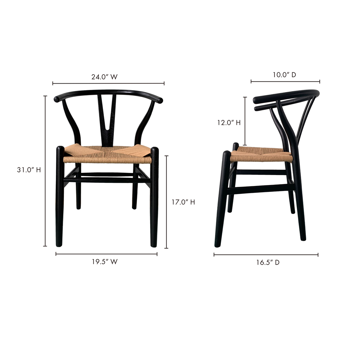 American Home Furniture | Moe's Home Collection - Ventana Dining Chair Black And Natural-Set Of Two