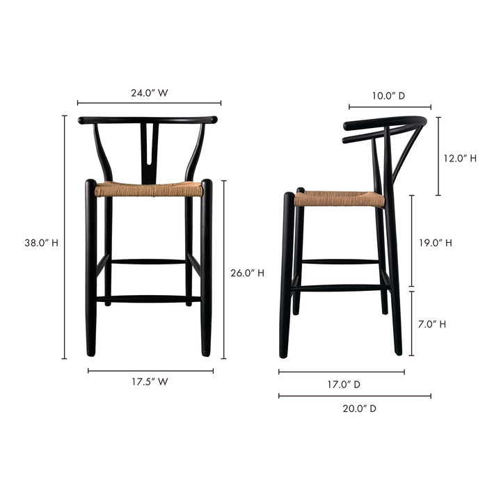 American Home Furniture | Moe's Home Collection - Ventana Counter Stool Black And Natural