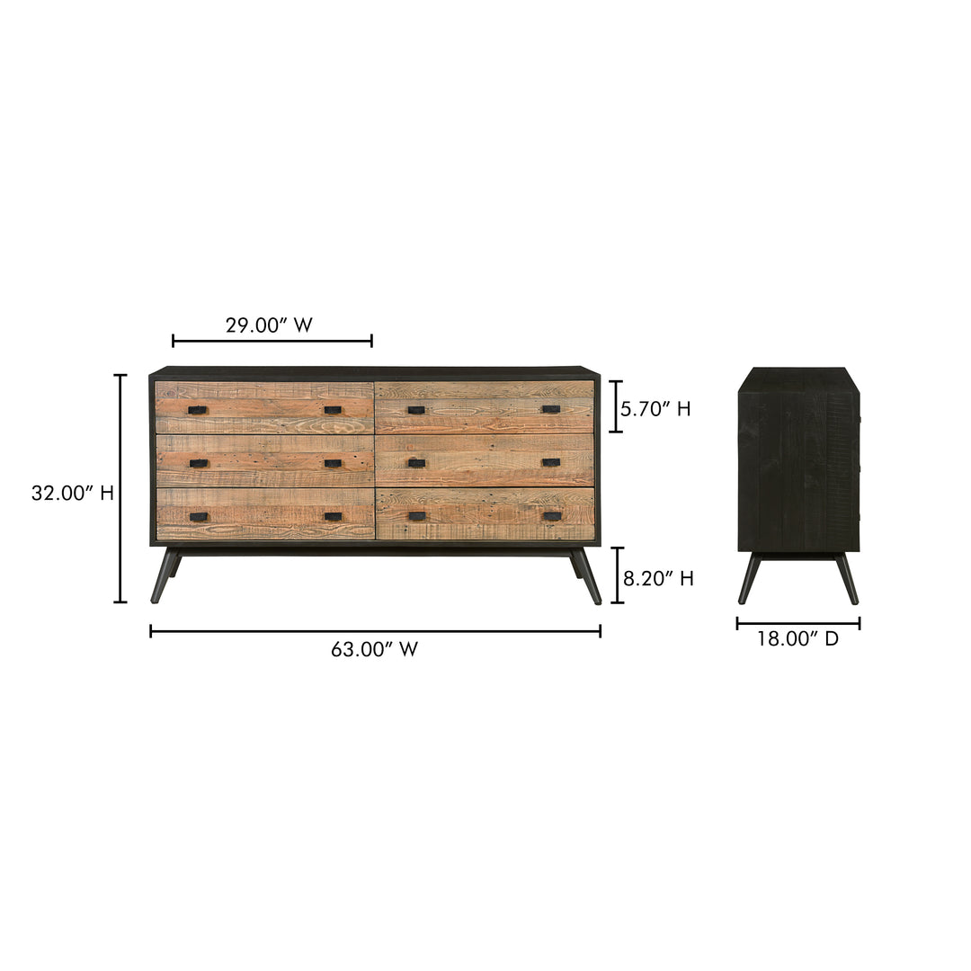 American Home Furniture | Moe's Home Collection - Nova 6 Drawer Dresser