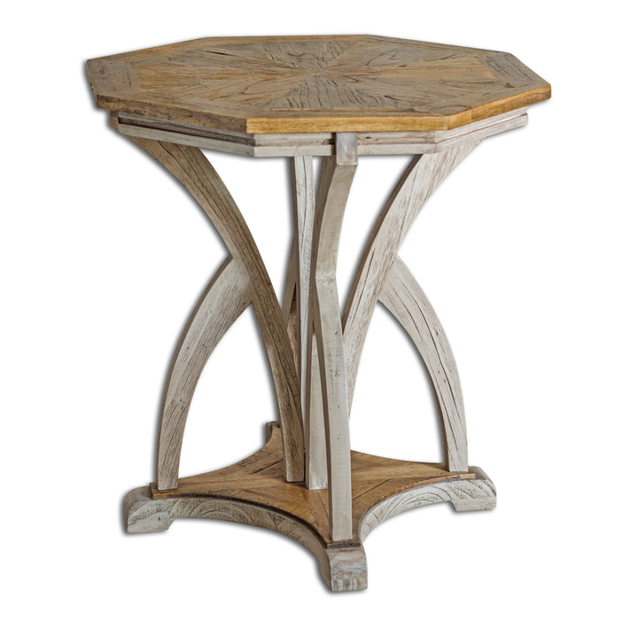 Ranen Aged White Side Table - AmericanHomeFurniture