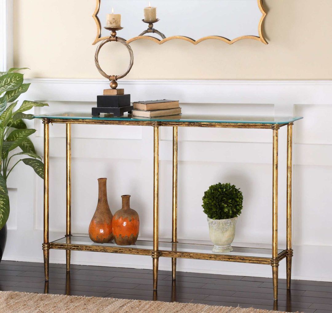 ELENIO GLASS CONSOLE TABLE - AmericanHomeFurniture