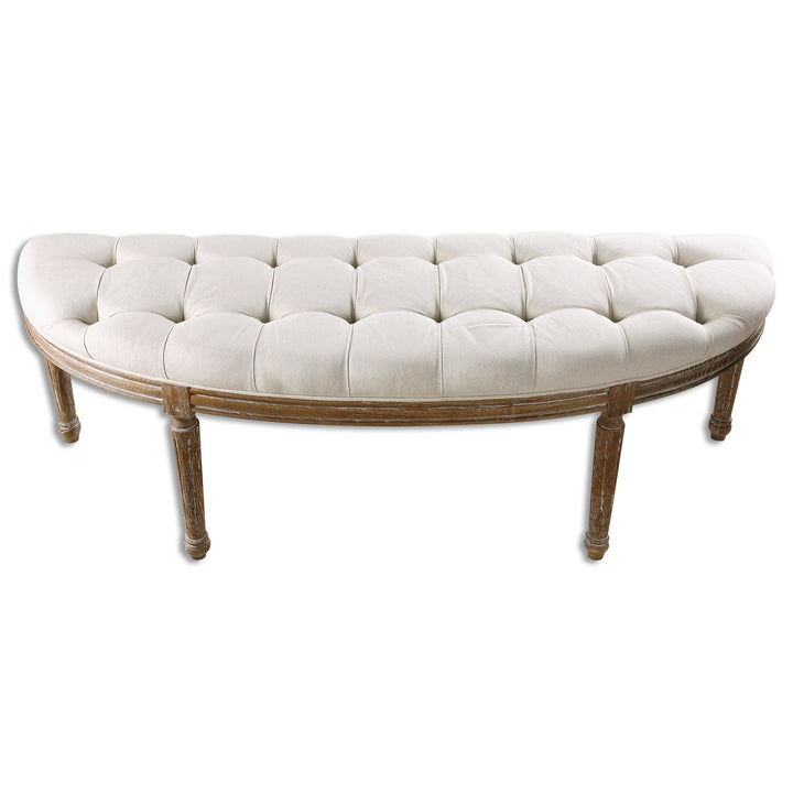 Leggett Tufted White Bench - AmericanHomeFurniture