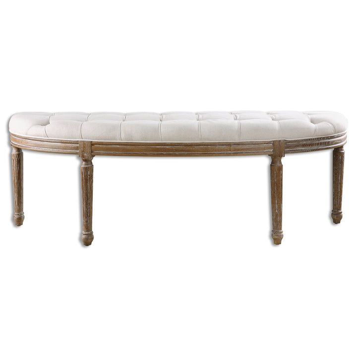 Leggett Tufted White Bench - AmericanHomeFurniture