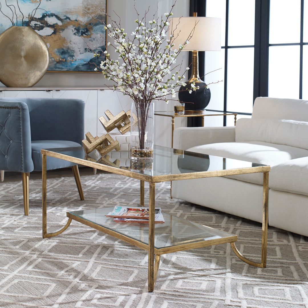 KATINA GOLD LEAF COFFEE TABLE - AmericanHomeFurniture