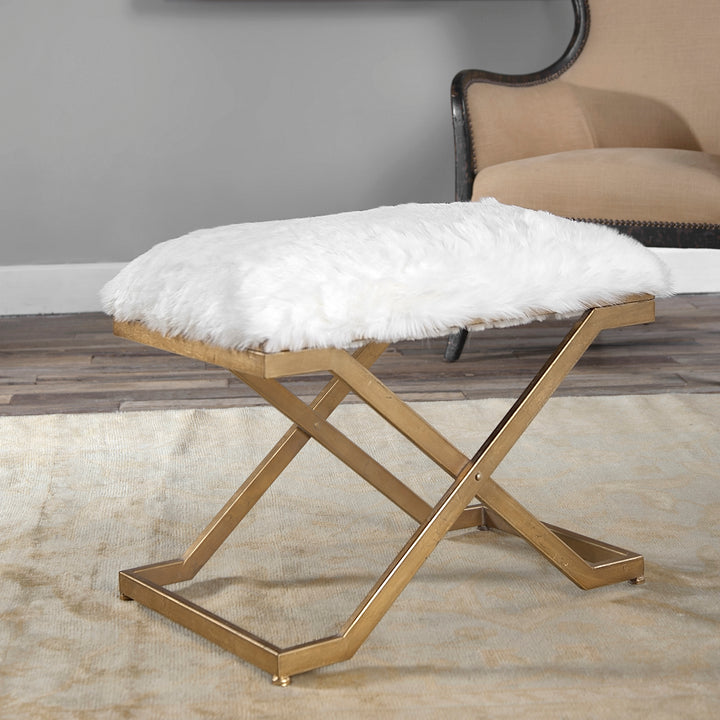 Farran Fur Small Bench - AmericanHomeFurniture