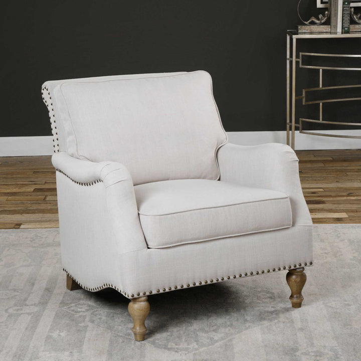 Armstead Antique White Armchair - AmericanHomeFurniture