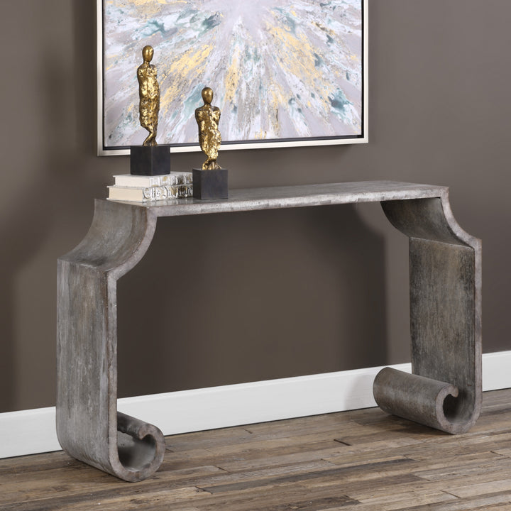 AGATHON STONE GRAY CONSOLE TABLE - AmericanHomeFurniture