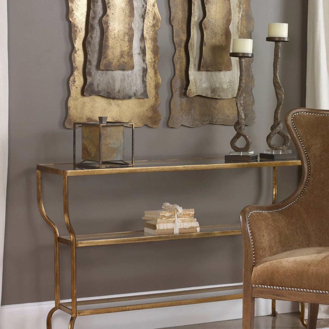 DELINE GOLD CONSOLE TABLE - AmericanHomeFurniture