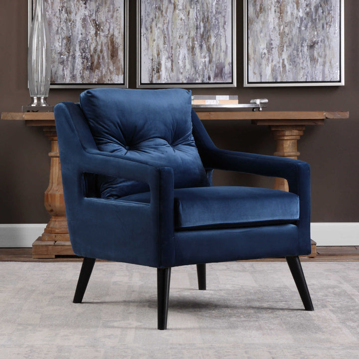 O'Brien Blue Velvet Armchair - AmericanHomeFurniture