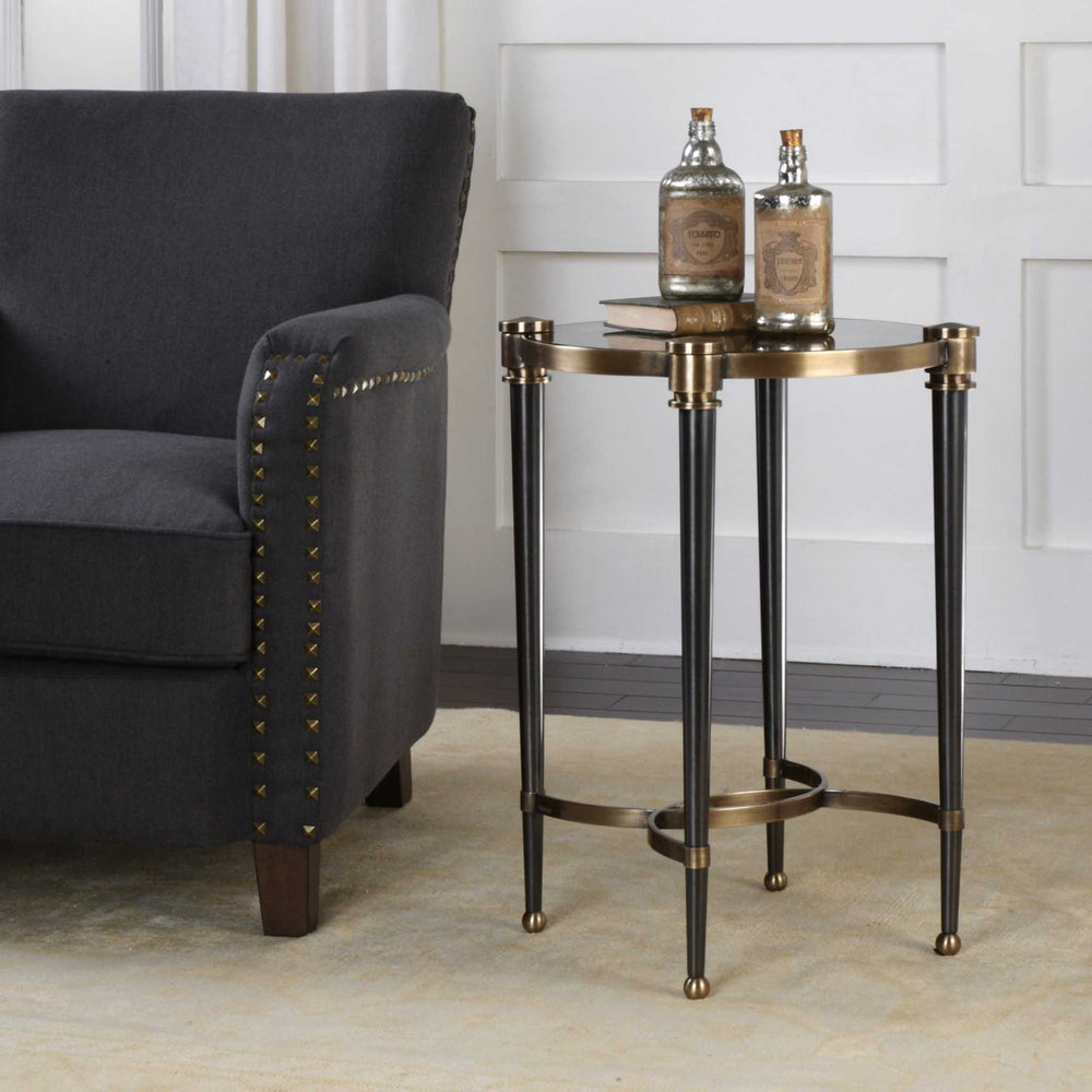 THORA BRUSHED BLACK ACCENT TABLE - AmericanHomeFurniture