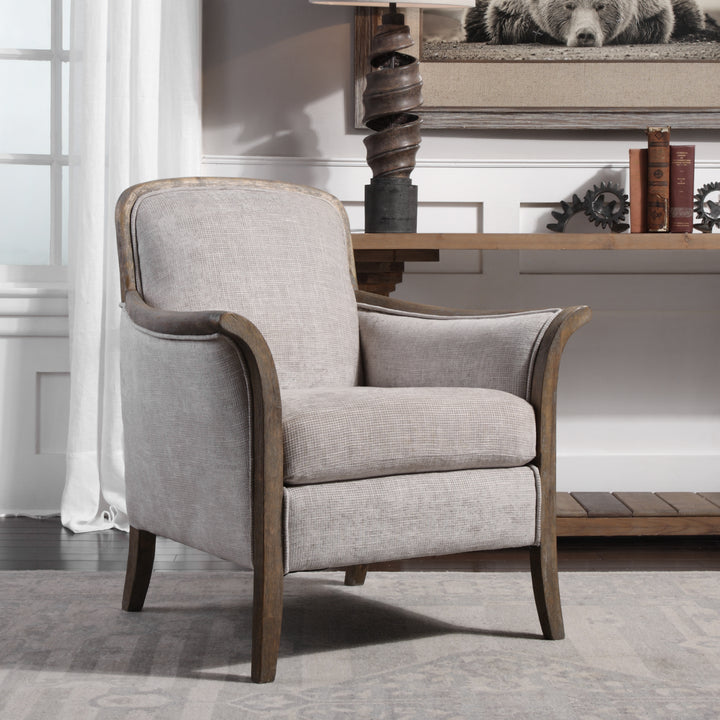 Brittoney Taupe Armchair - AmericanHomeFurniture