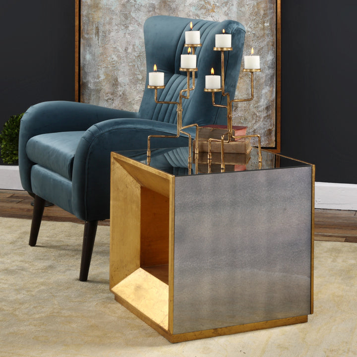 Flair Gold Cube Table - AmericanHomeFurniture