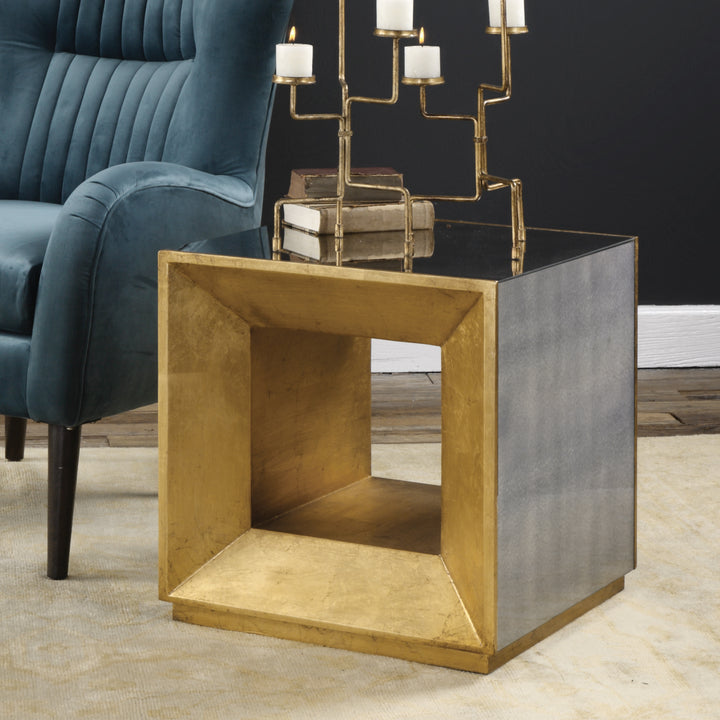 Flair Gold Cube Table - AmericanHomeFurniture