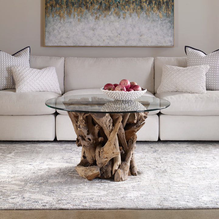 DRIFTWOOD GLASS TOP COCKTAIL TABLE - AmericanHomeFurniture