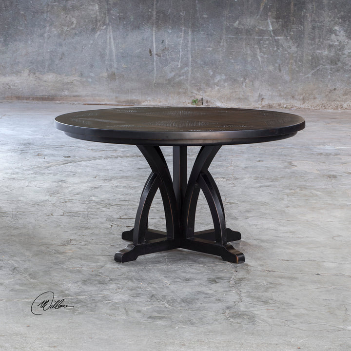 MAIVA ROUND BLACK DINING TABLE - AmericanHomeFurniture