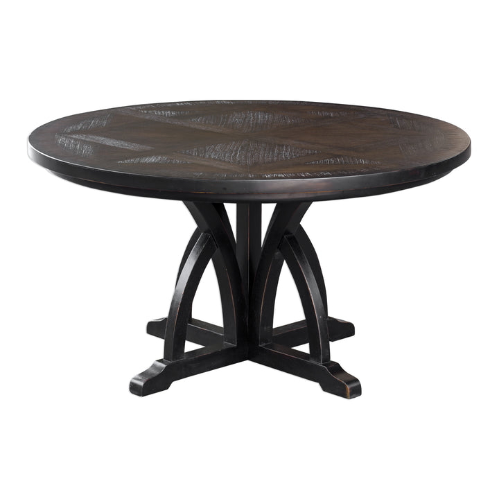 MAIVA ROUND BLACK DINING TABLE - AmericanHomeFurniture