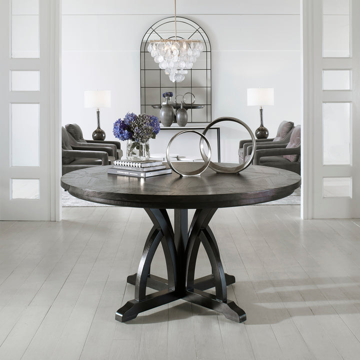 MAIVA ROUND BLACK DINING TABLE - AmericanHomeFurniture