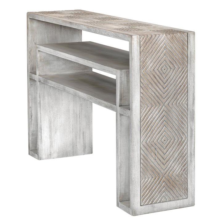 GENARA BONE WHITE CARVED CONSOLE TABLE - AmericanHomeFurniture