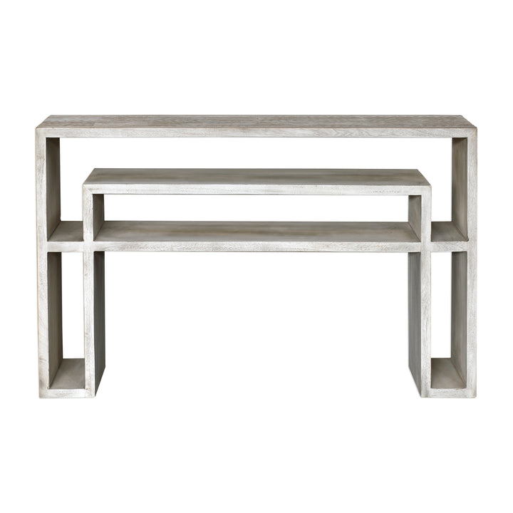 GENARA BONE WHITE CARVED CONSOLE TABLE - AmericanHomeFurniture