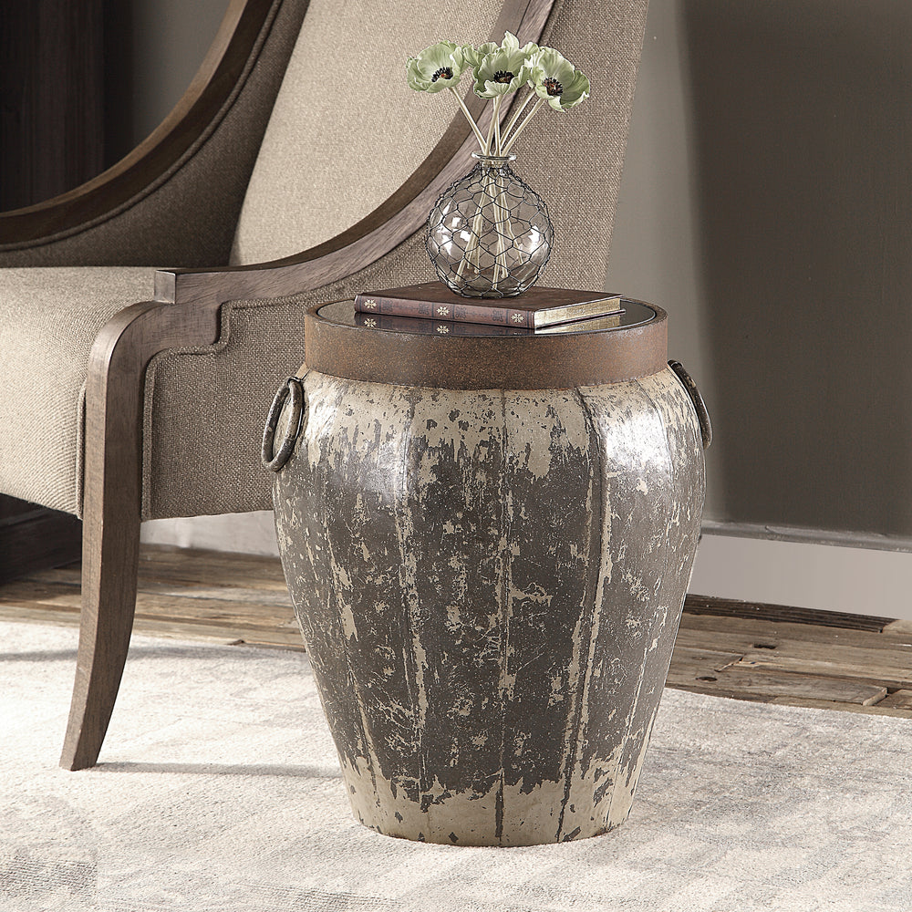 NEITH METAL DRUM ACCENT TABLE - AmericanHomeFurniture