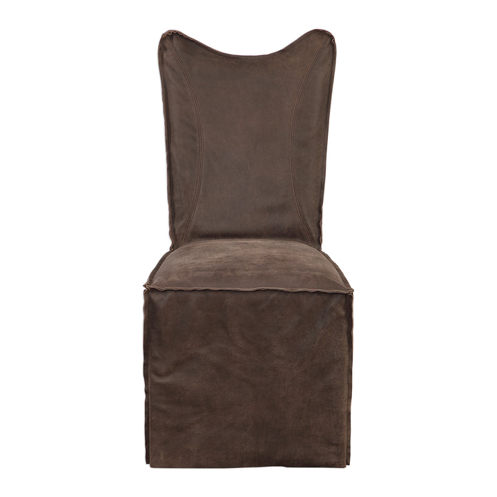 Delroy Armless Chairs, Chocolate, Set Of 2 - AmericanHomeFurniture