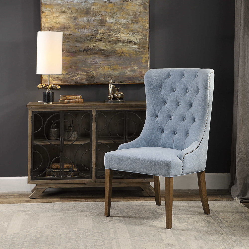 Rioni Tufted Wing Chair - AmericanHomeFurniture