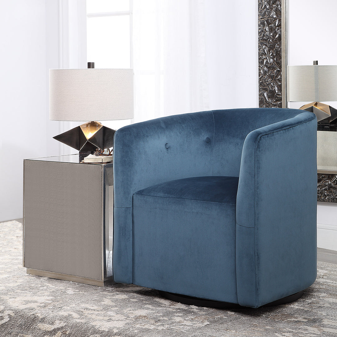 Mallorie Blue Swivel Chair - AmericanHomeFurniture